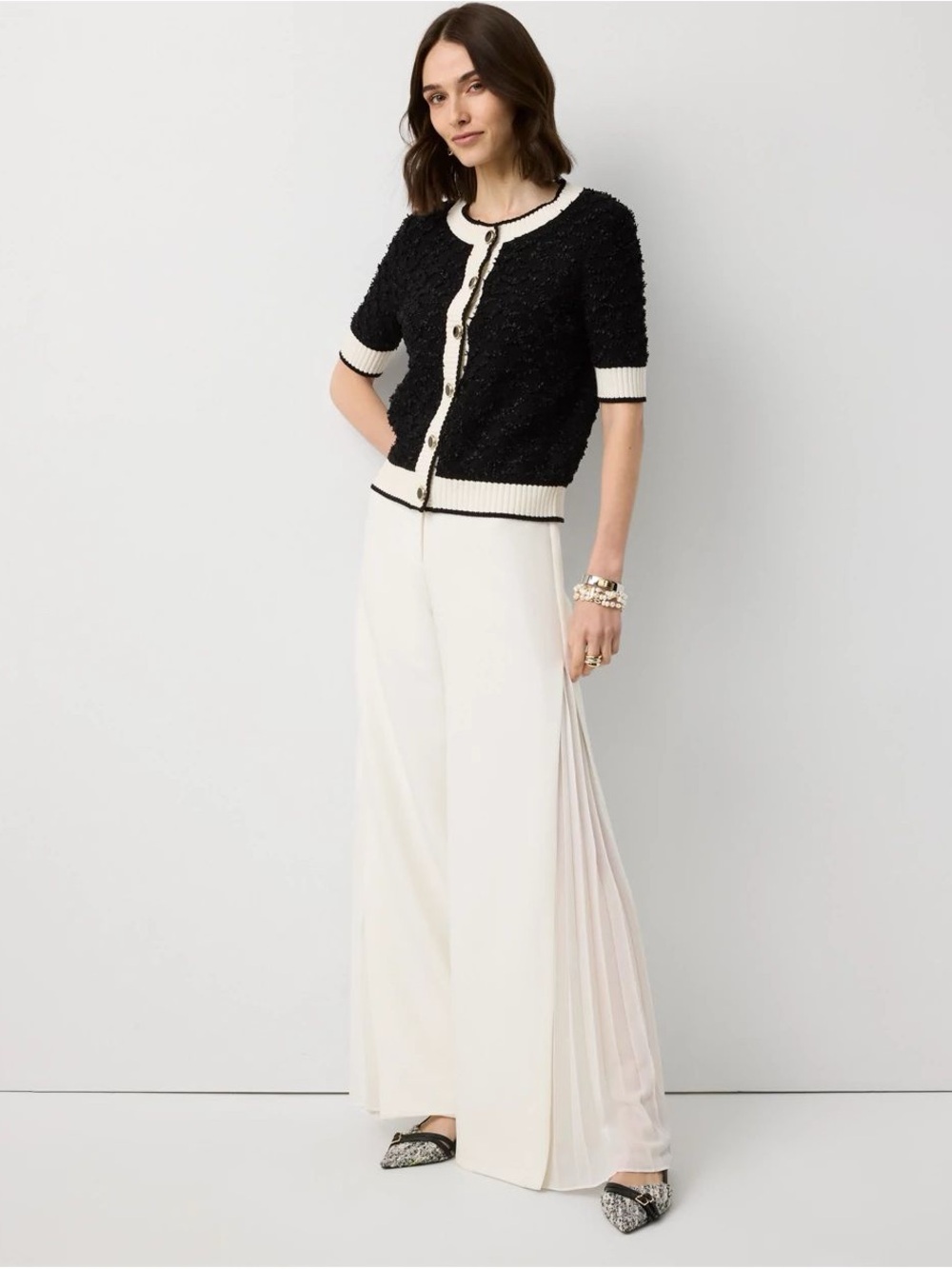 WHBM Chiffon Inset Ultra Wide Leg Pant